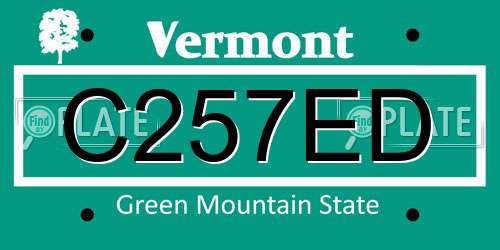 C257ED Vermont License Plate