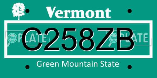 C258ZB Vermont License Plate