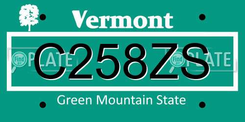 C258ZS Vermont License Plate