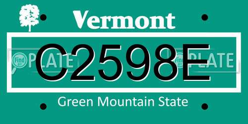 C2598E Vermont License Plate
