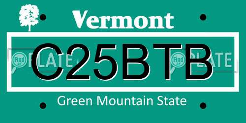 C25BTB Vermont License Plate