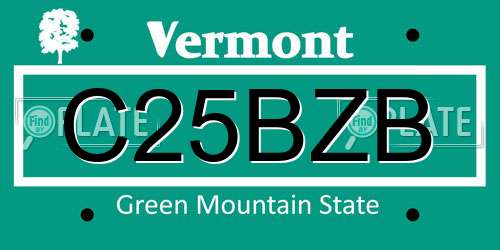 C25BZB Vermont License Plate