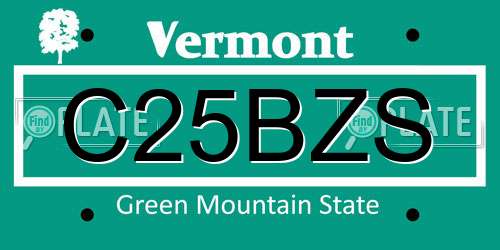 C25BZS Vermont License Plate
