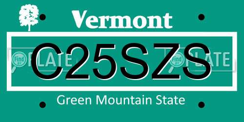 C25SZS Vermont License Plate