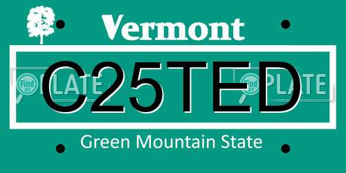C25TED Vermont License Plate