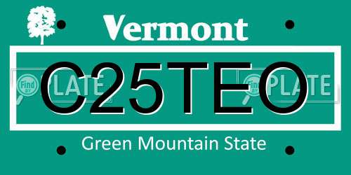 C25TEO Vermont License Plate
