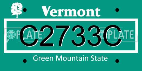 C2733C Vermont License Plate