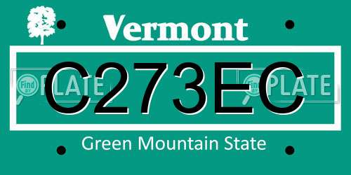 C273EC Vermont License Plate