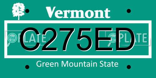 C275ED Vermont License Plate