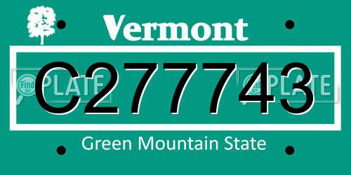C277743 Vermont License Plate