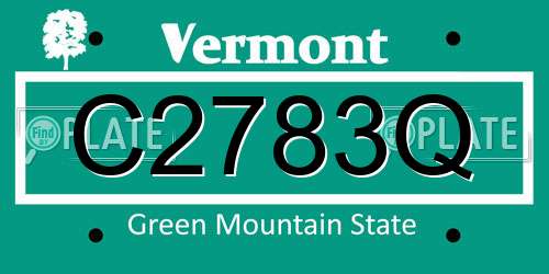 C2783Q Vermont License Plate