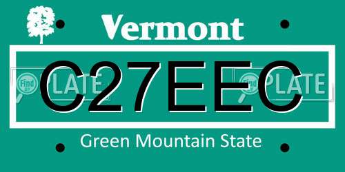 C27EEC Vermont License Plate