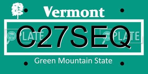 C27SEQ Vermont License Plate