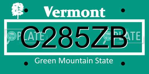 C285ZB Vermont License Plate