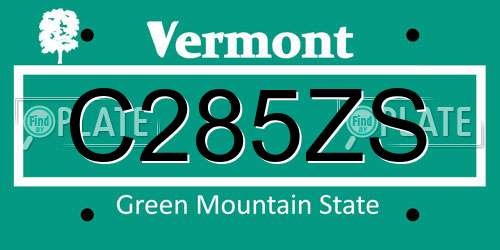 C285ZS Vermont License Plate