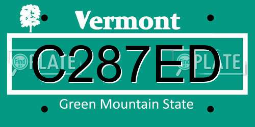 C287ED Vermont License Plate