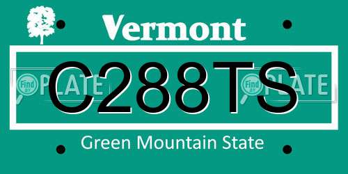 C288TS Vermont License Plate