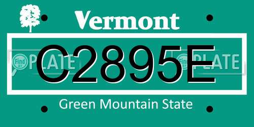 C2895E Vermont License Plate