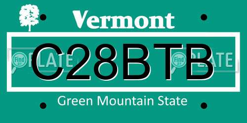 C28BTB Vermont License Plate