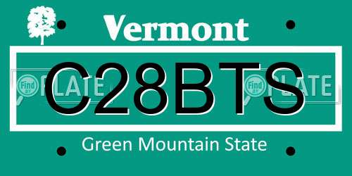 C28BTS Vermont License Plate