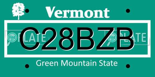 C28BZB Vermont License Plate