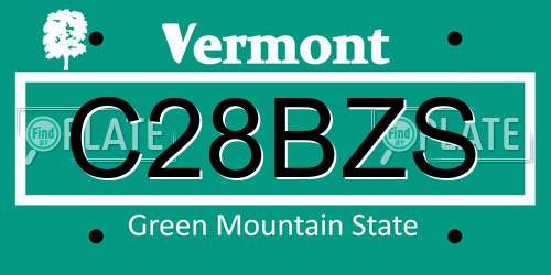 C28BZS Vermont License Plate