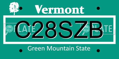 C28SZB Vermont License Plate