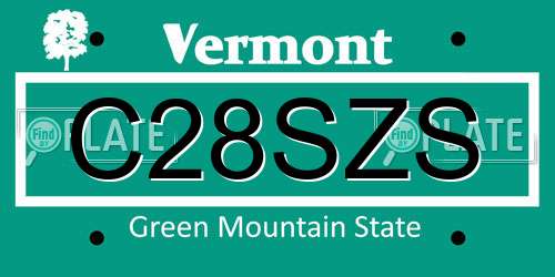 C28SZS Vermont License Plate
