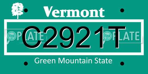C2921T Vermont License Plate
