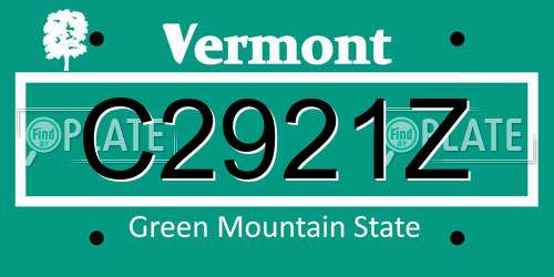 C2921Z Vermont License Plate