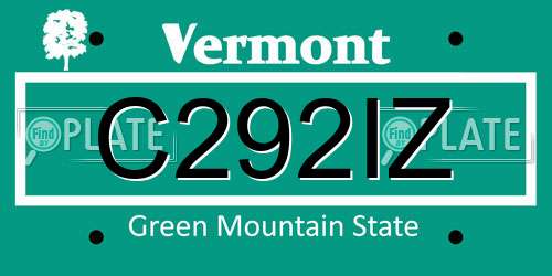 C292IZ Vermont License Plate