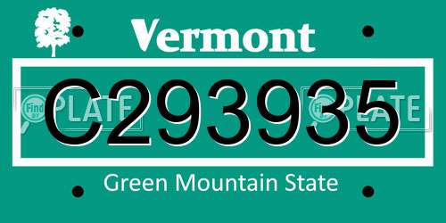C293935 Vermont License Plate