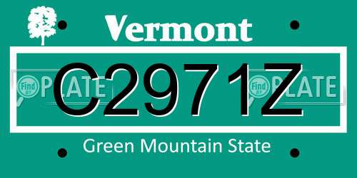 C2971Z Vermont License Plate