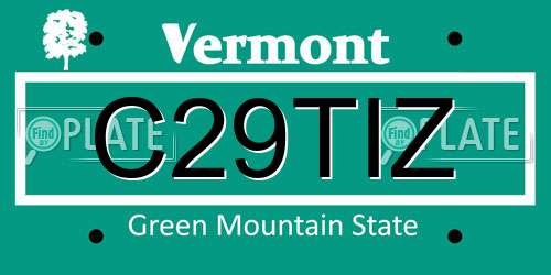 C29TIZ Vermont License Plate