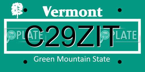 C29ZIT Vermont License Plate
