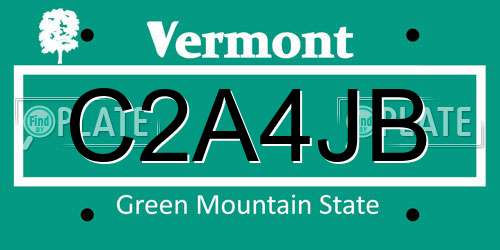 C2A4JB Vermont License Plate