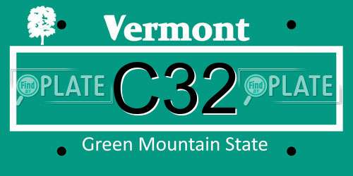 C32 Vermont License Plate