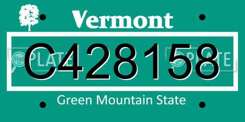 C428158 Vermont License Plate