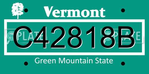 C42818B Vermont License Plate