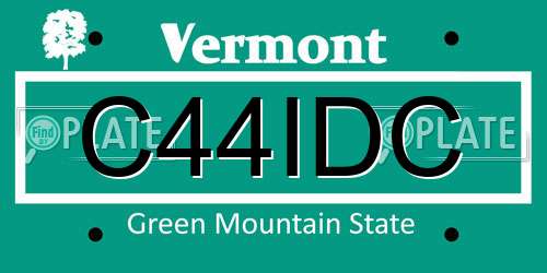 C44IDC Vermont License Plate
