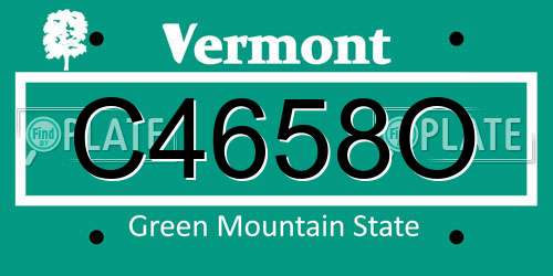 C4658O Vermont License Plate