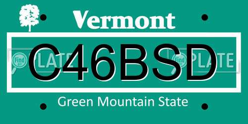 C46BSD Vermont License Plate