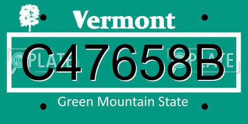 C47658B Vermont License Plate