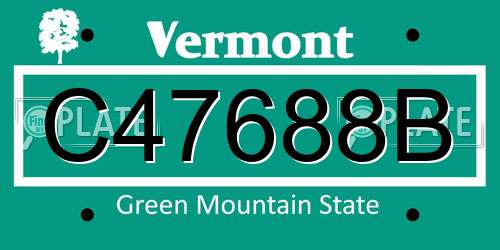 C47688B Vermont License Plate