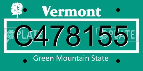 C478155 Vermont License Plate