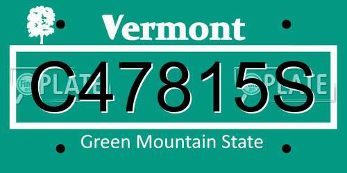 C47815S Vermont License Plate