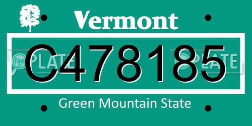 C478185 Vermont License Plate