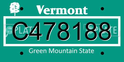 C478188 Vermont License Plate