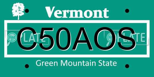 C50AOS Vermont License Plate