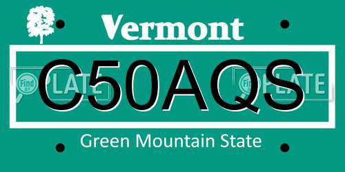C50AQS Vermont License Plate